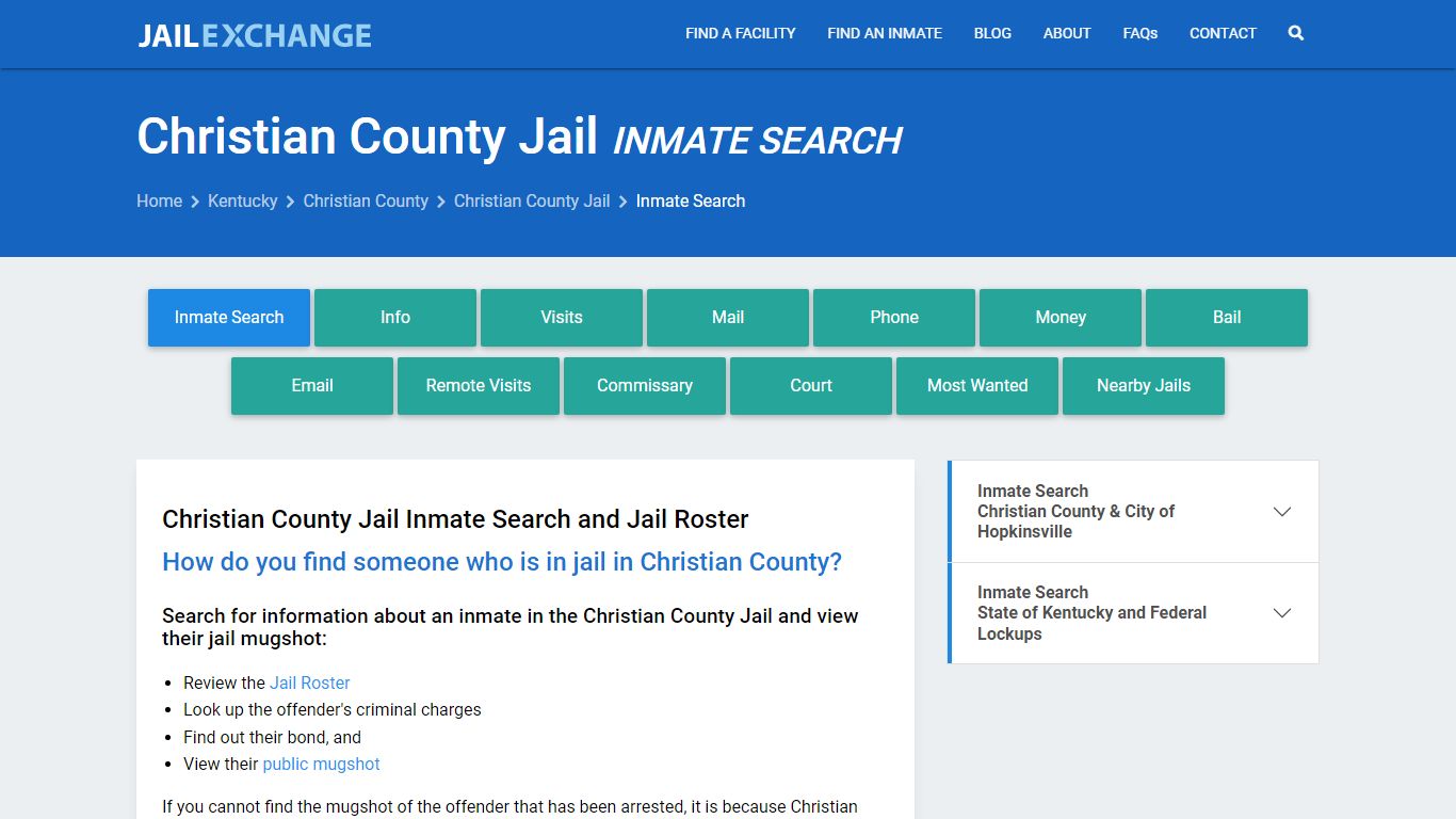 Christian County Jail Inmate Search - Jail Exchange